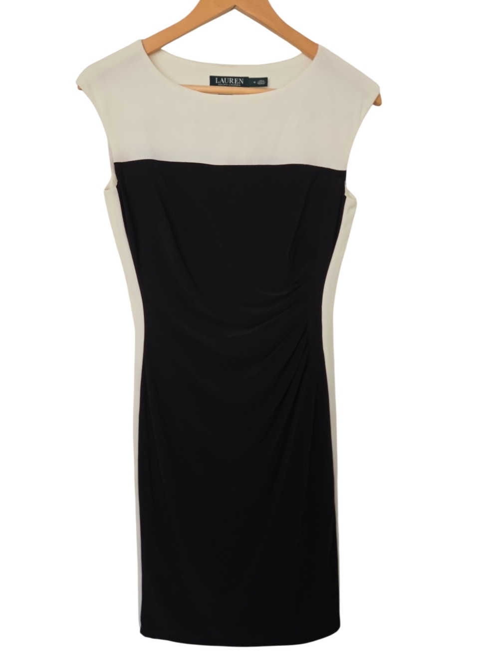 Lauren Ralph Lauren Colorblock Dress Black Cream Size 4 Sheath - Picture 2 of 4